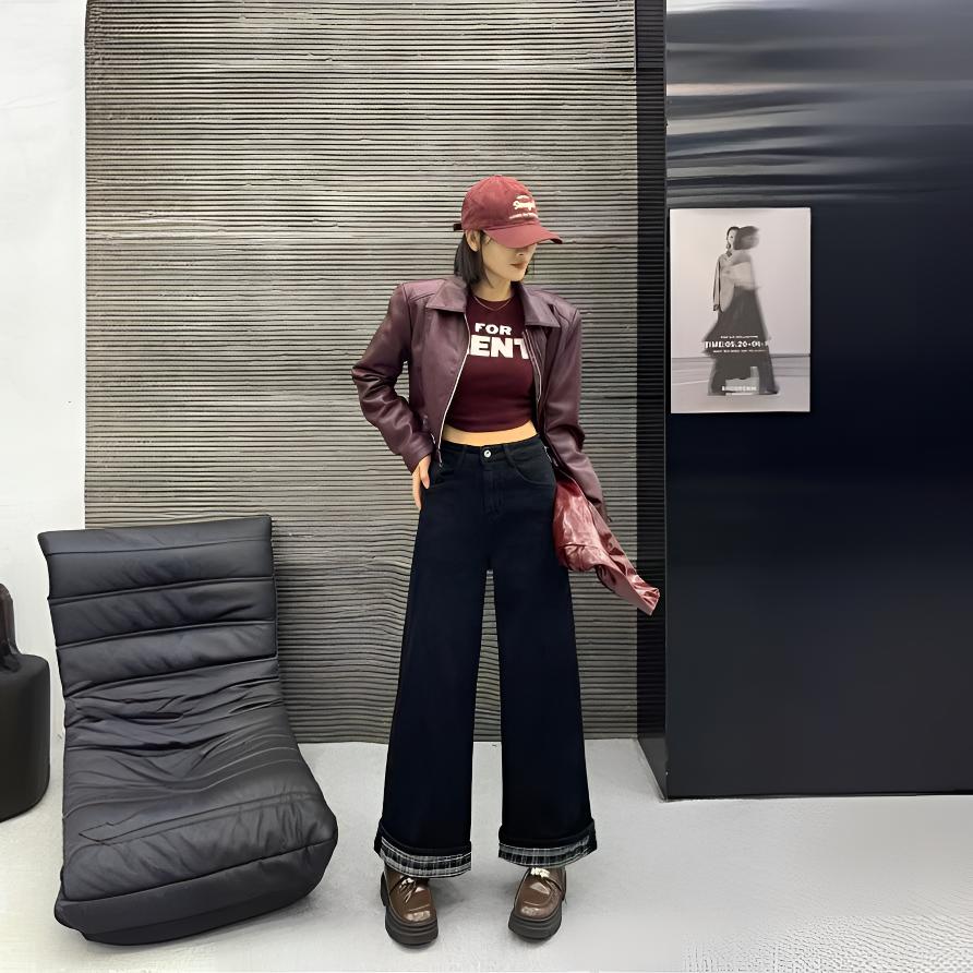 大码女裤秋冬加绒显瘦显高直筒裤