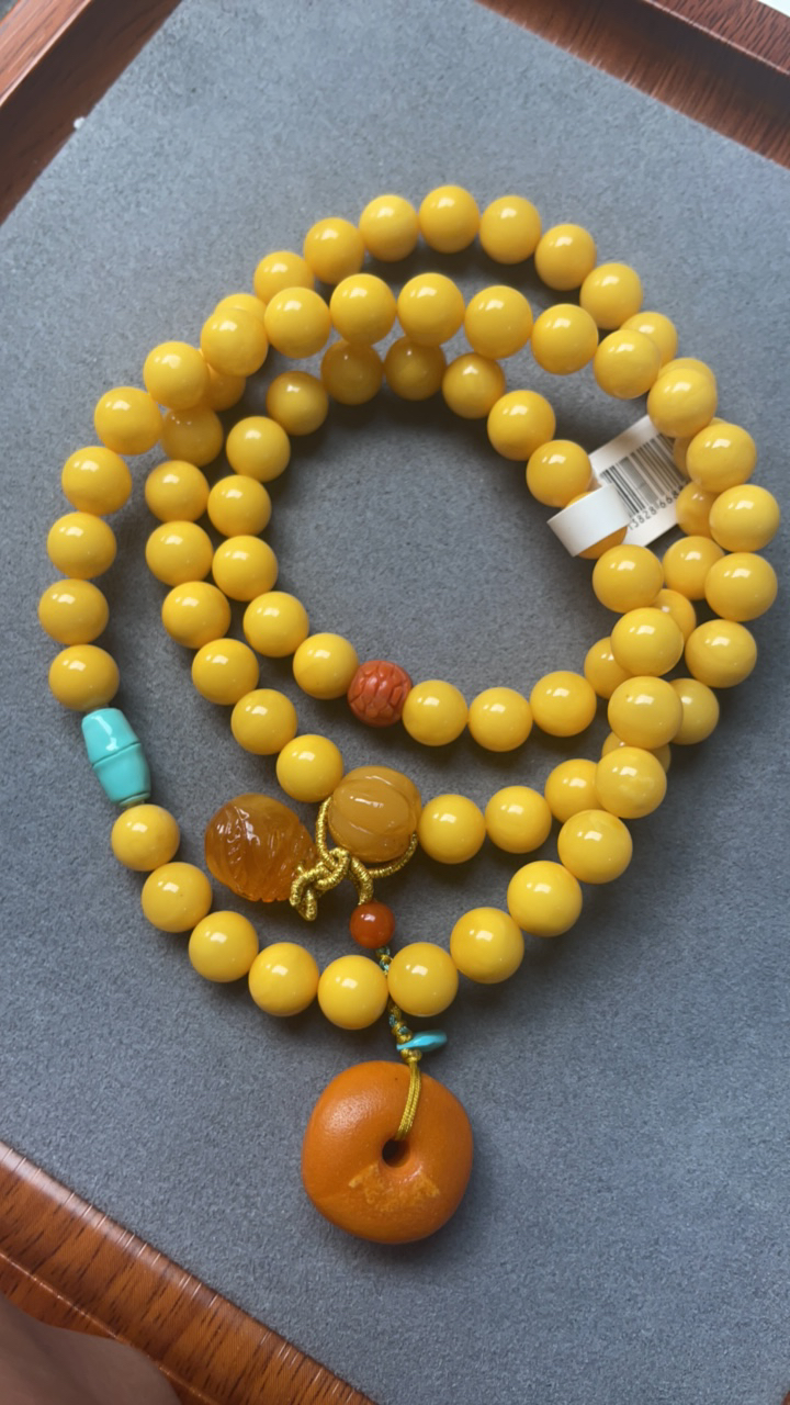 天然蜜蜡手链多圈