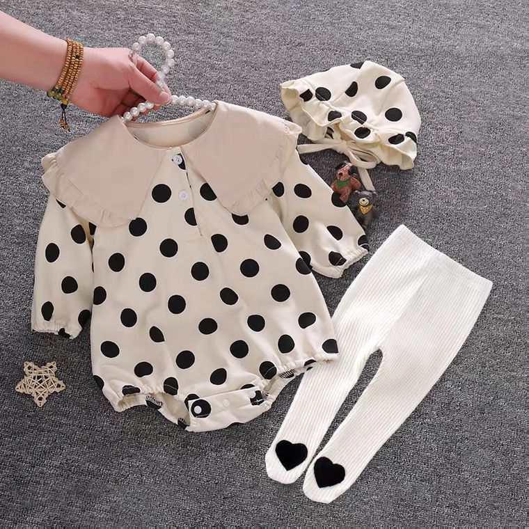 吗咔巴卡女宝宝春装百天包屁衣新生满月婴儿衣服公主哈衣洋气周