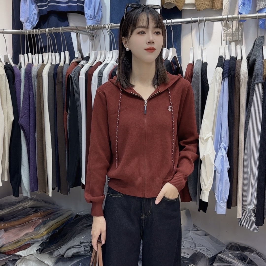 2024秋季新款韩版宽松显瘦连帽开衫针织外套女