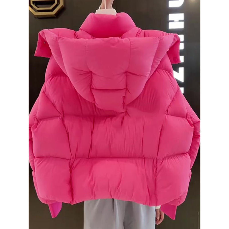 冬季高级感防寒短款连帽棉服女2025年新款小个子百搭保暖棉衣外套