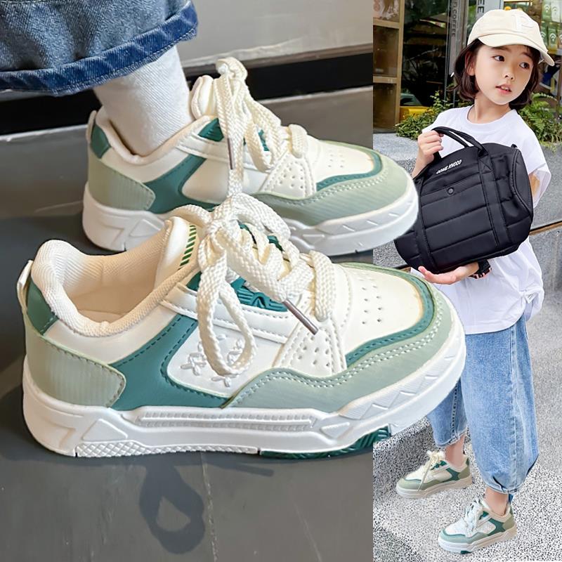 巴宝登女童帆布鞋2023春季新款儿童小白鞋中大童板鞋女孩休闲运