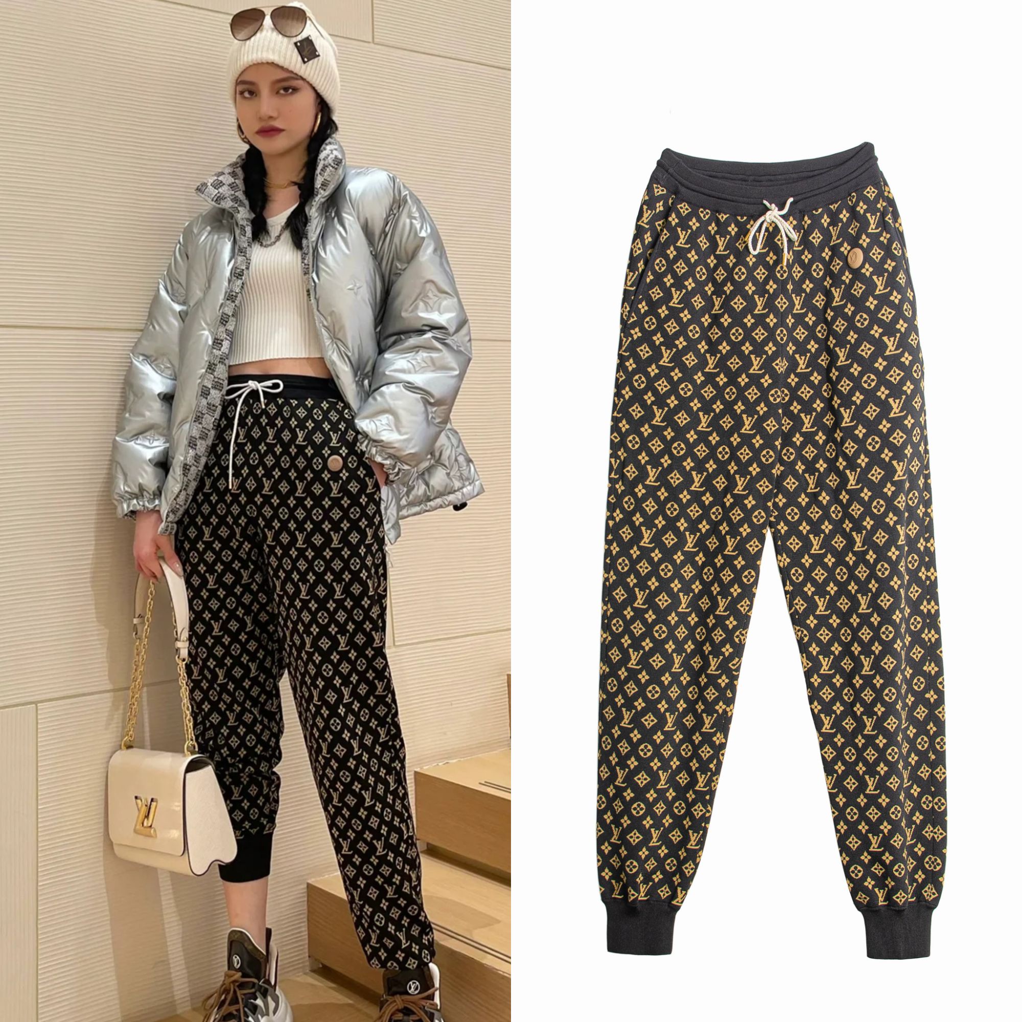 全新未使用 LouisVuitton/路易威登 高腰显瘦宽松满印休闲裤L1901