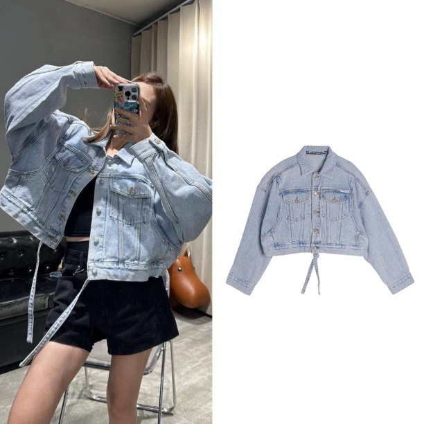 全新未使用  亚历山大王 显瘦休闲时尚短款牛仔外套 S码百搭 1103