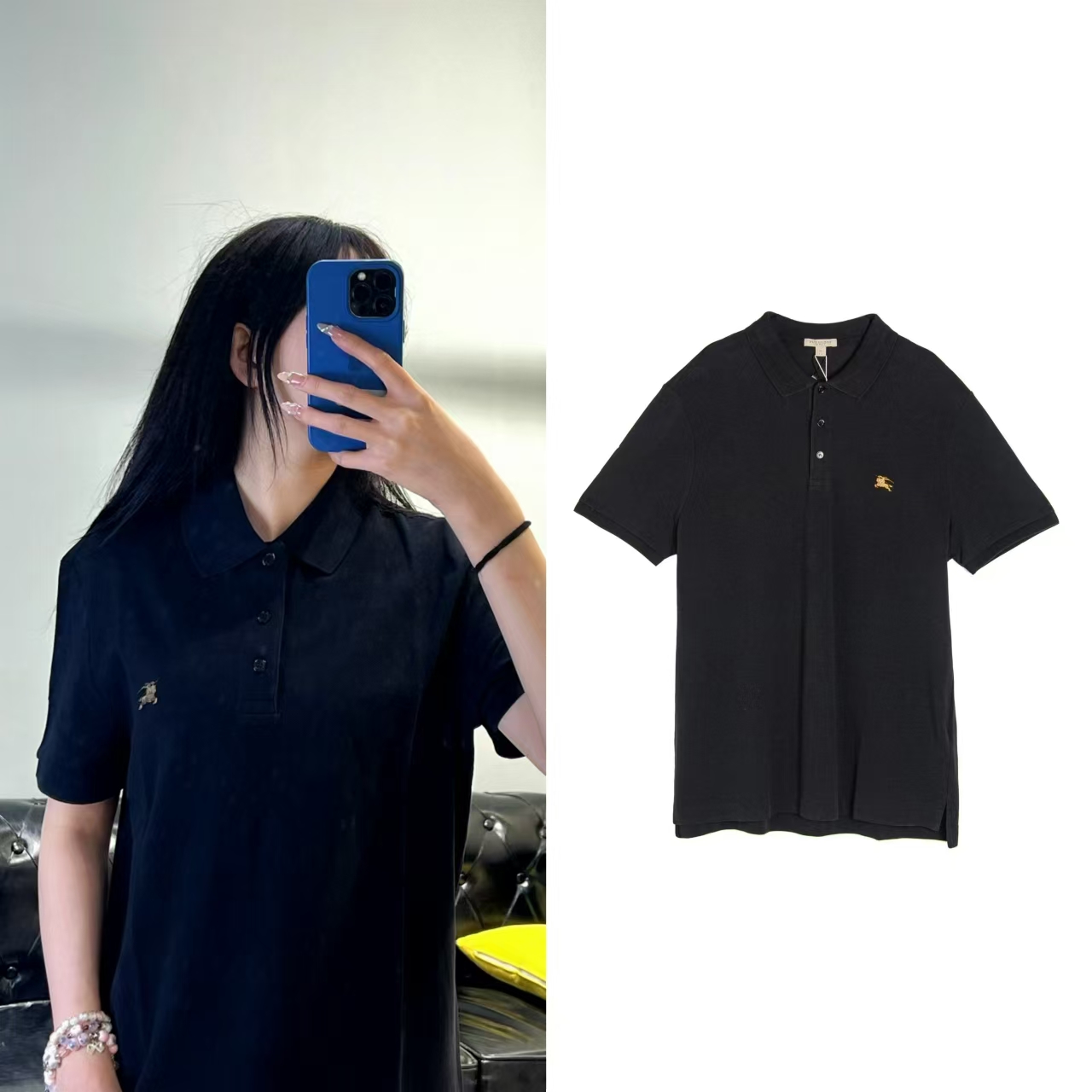 99新 BURBERRY/博柏利 男士黑色短袖polo衫 M/XL/XXL/XXXL 0401