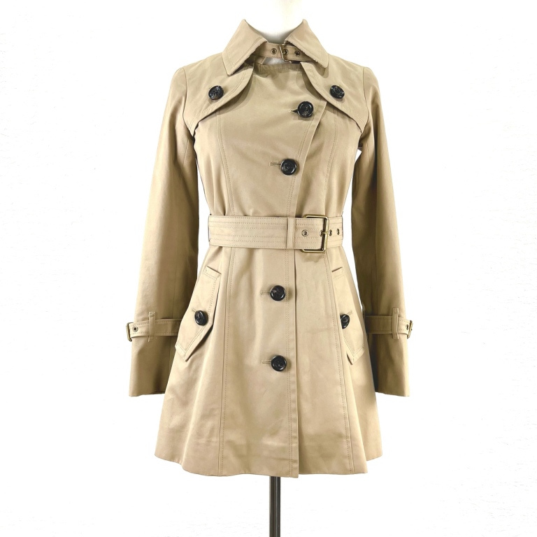 95新 BURBERRY/博柏利 巴宝莉风衣外套中款翻领卡其色34码 0722