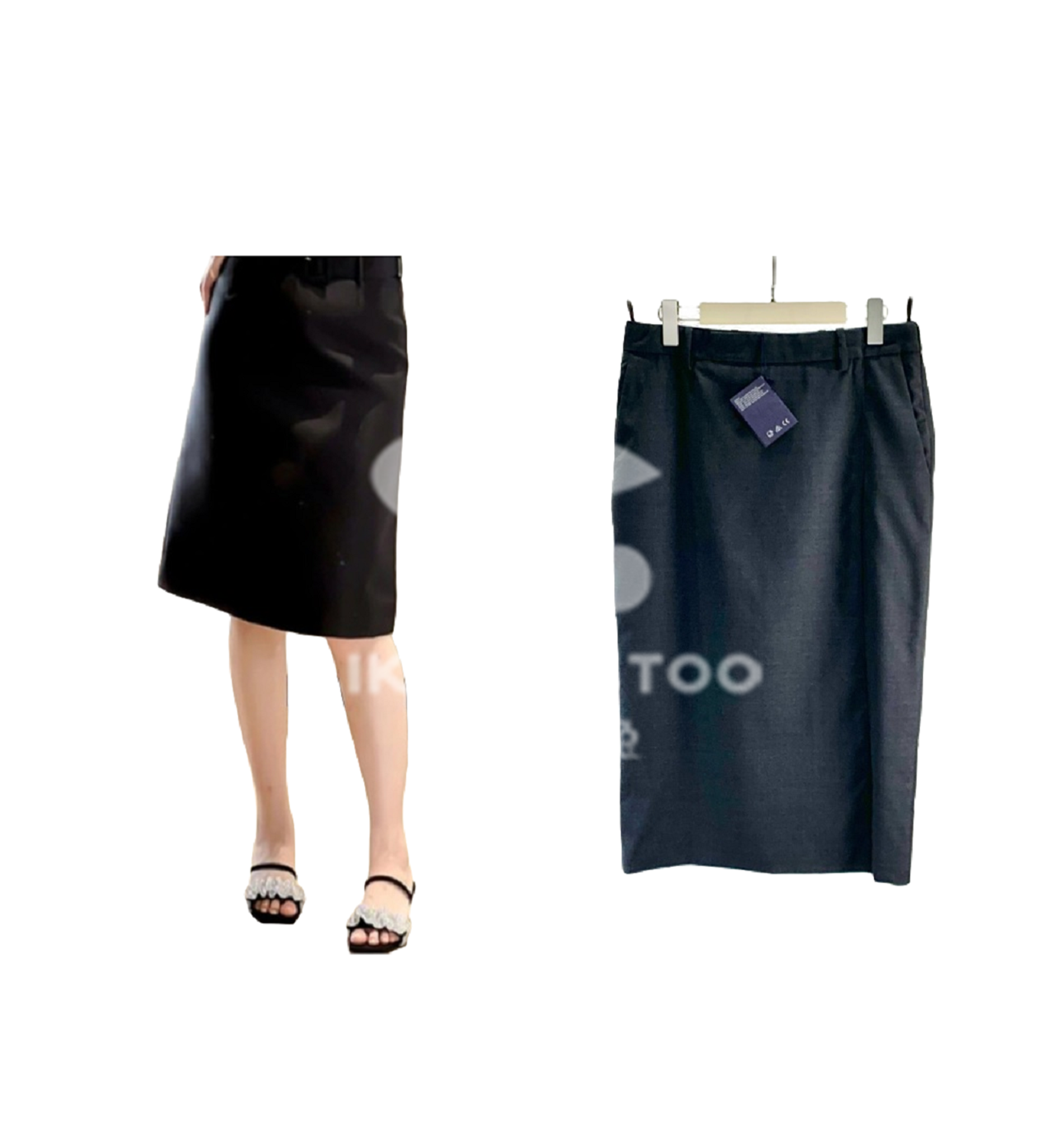 未使用 Prada/普拉达 黑色羊毛半身裙工作裙  P2301