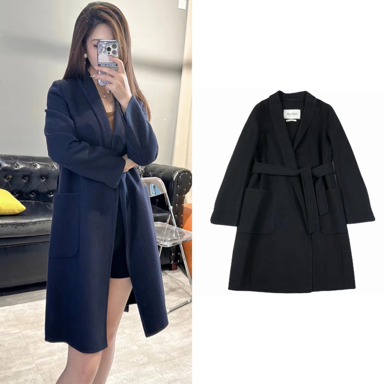 99新 MaxMara 女士长款时尚气质羊毛百搭毛呢大衣 尺码34 M1912