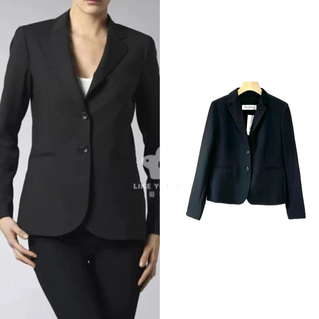 99新 MaxMara 黑色时尚百搭气质优雅春秋西装外套 尺码32 M3005