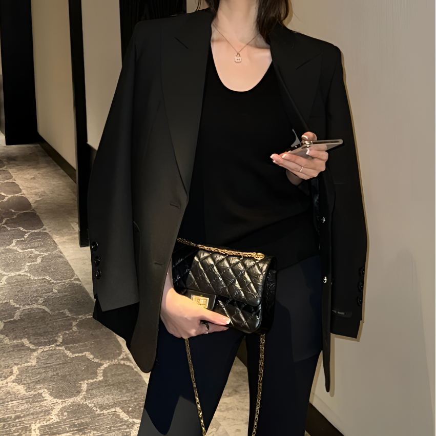 桑蚕丝羊毛西服2025秋冬款【大女主】赫本黑高品超显瘦气质时尚百搭