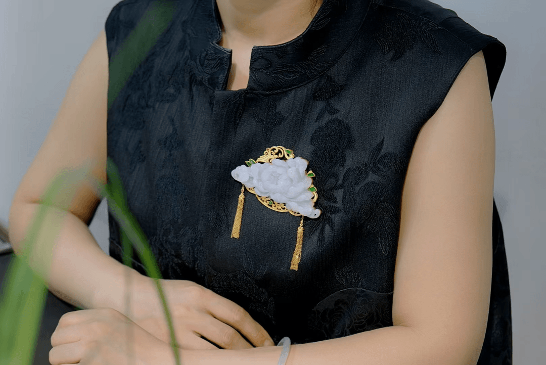 【国色天香】s925银镶嵌紫罗兰牡丹花国风款胸针吊坠两用款