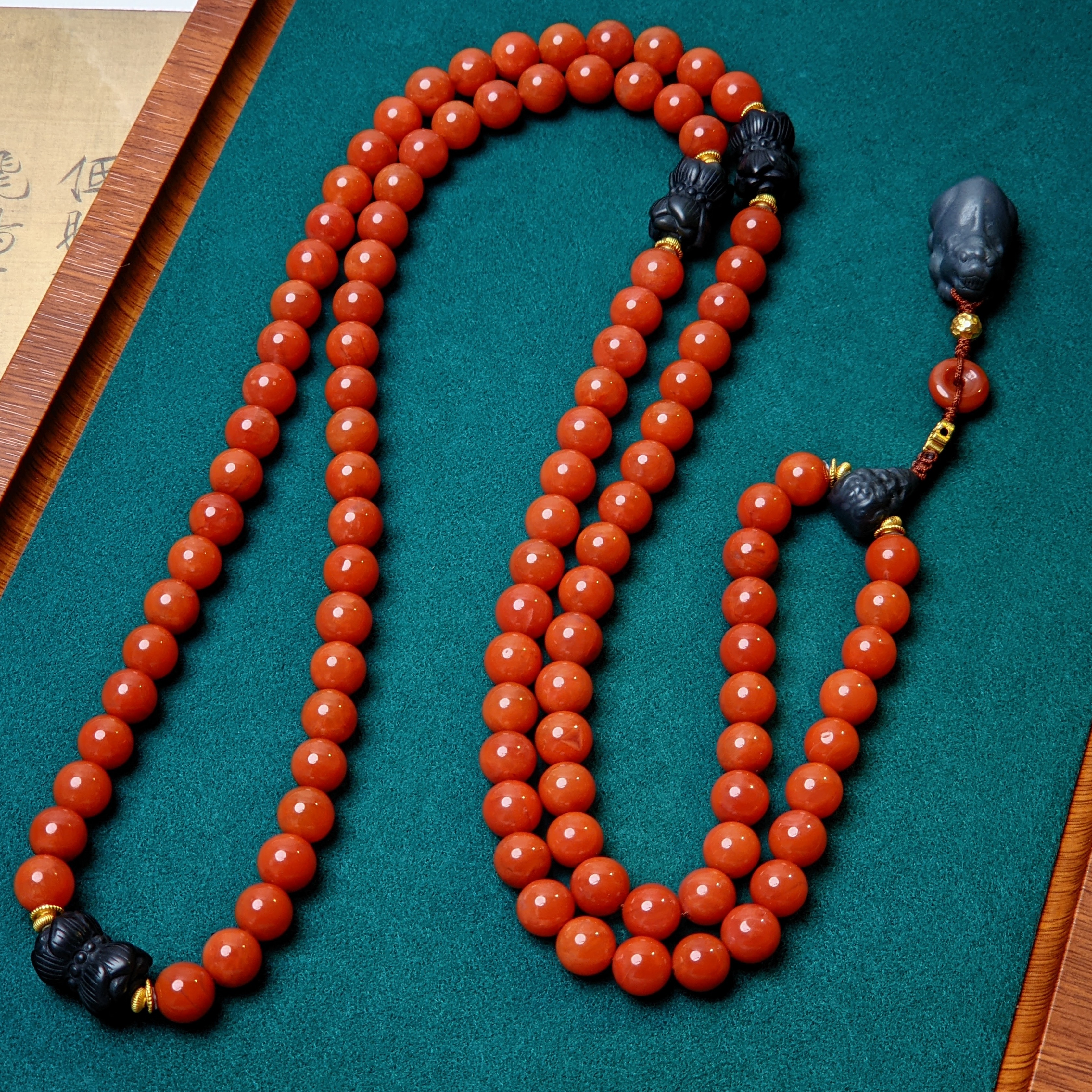 【亿轩珠宝】ZX083810南红108毛衣链diy和田玉塔青貔貅9mm+