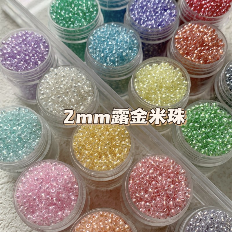 【618活动】超优2mm露金米珠玻璃米珠散珠手工diy手链项链饰品材料