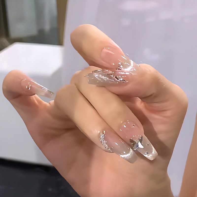 网红穿戴甲美甲甲片裸肤色微笑法式猫眼指甲贴片成品可拆卸假指甲