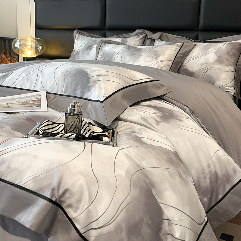 水星高端系列家纺高端180支长绒棉纯棉四件套100全棉裸睡床单被套