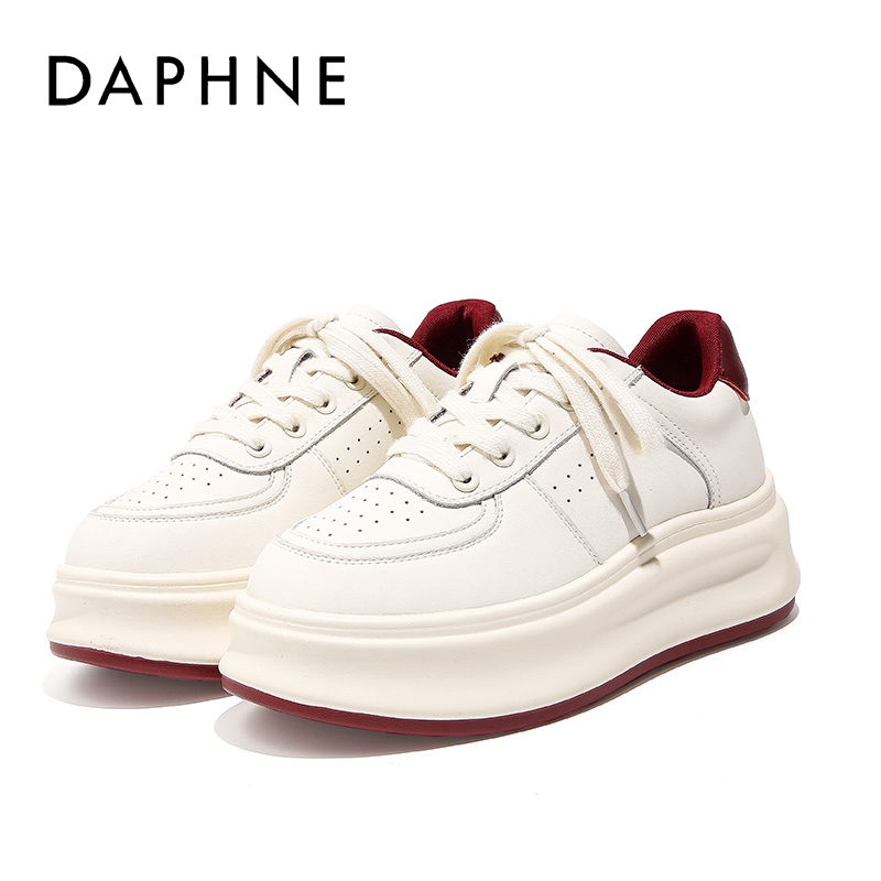 Daphne/达芙妮2025秋冬爆款厚底增高圆头小白鞋运动休闲百搭女鞋