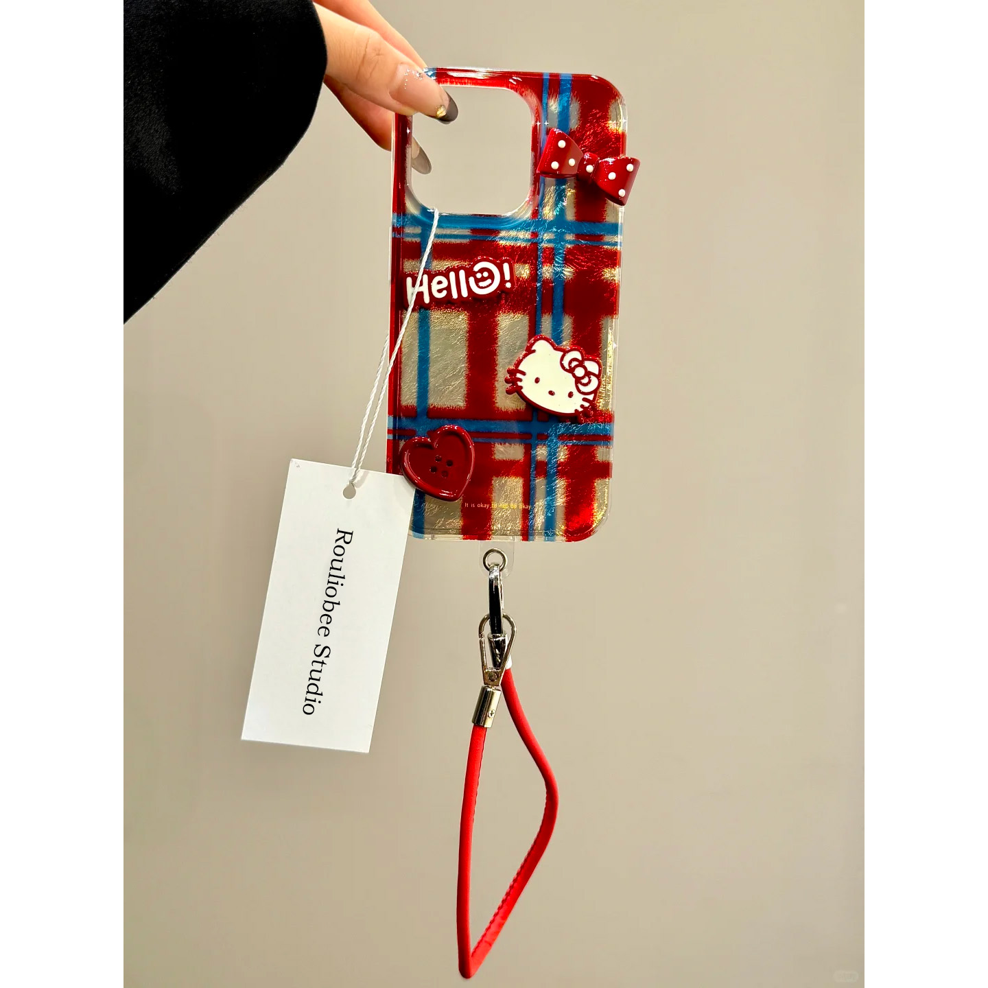 BANCA韩风格纹kt猫蝴蝶结适用苹果16/15手机壳华为vivo小米14oppo