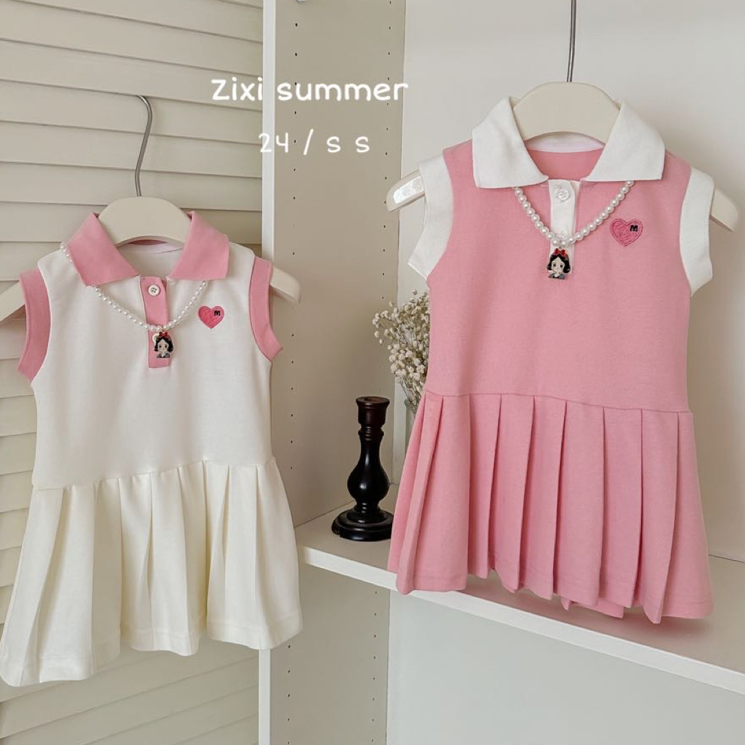 女小童连衣裙新款女孩洋气爱心polo裙女宝夏款休闲公主裙