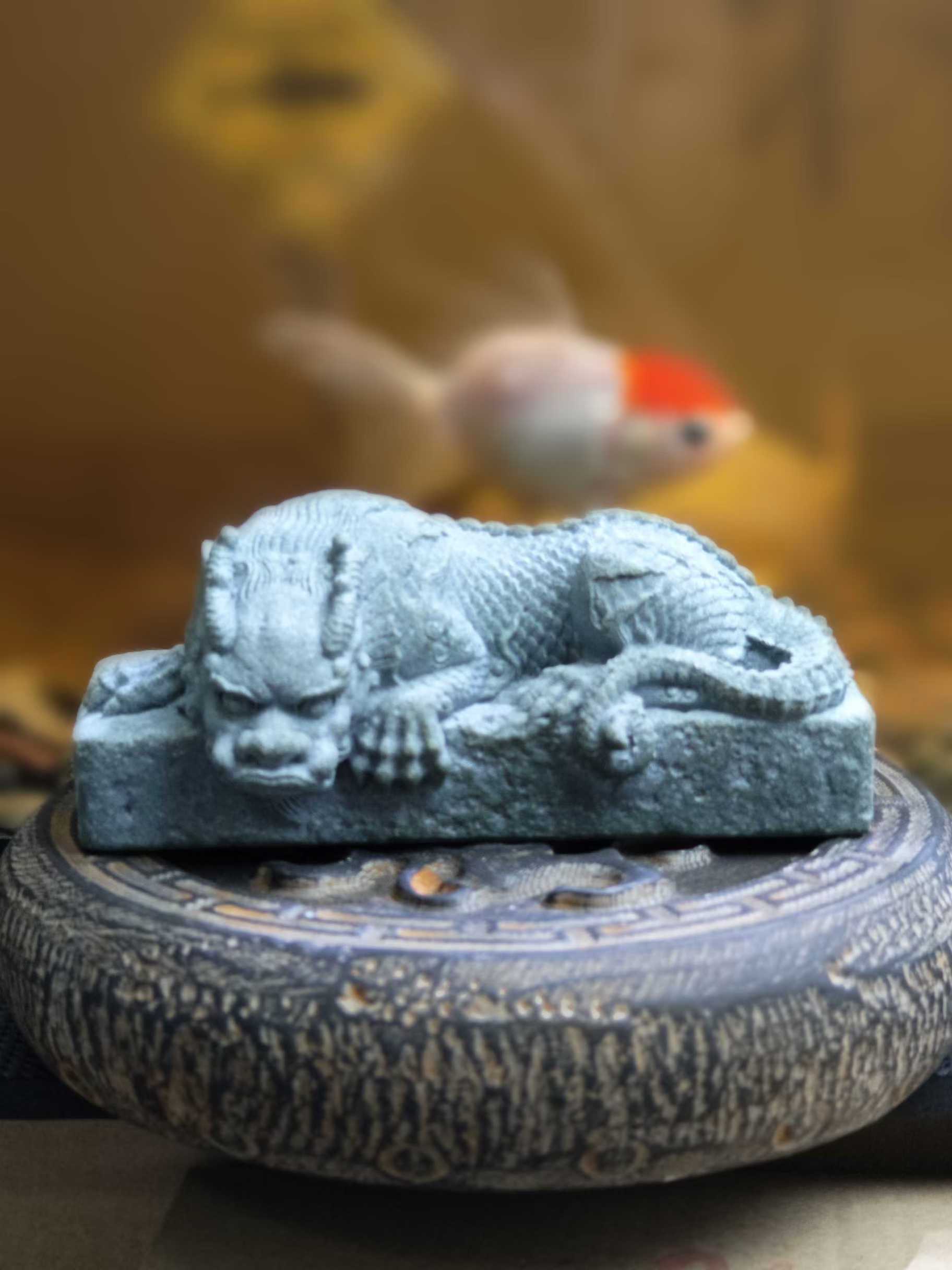 《镇水兽》摆件茶宠鱼缸造景手工创意中式禅意雕刻茶玩吸水吸金    