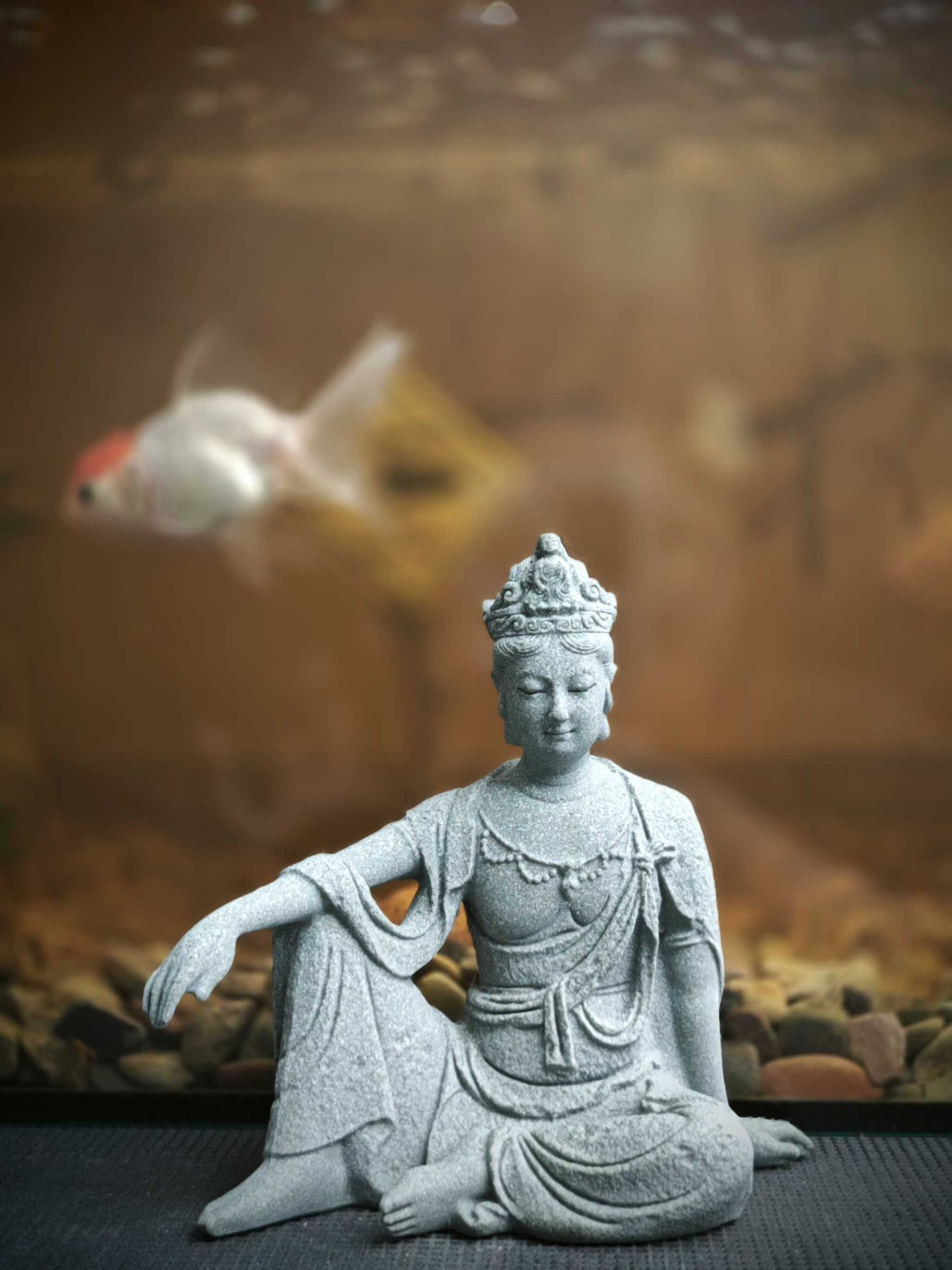 《水月观音》~摆件观音中式玄关禅意雕刻书房茶室公司办公司居家   