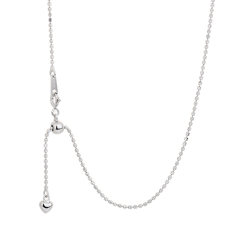 925银银制品 S925银双闪珠链20寸可调节气质轻奢时尚简约珠珠银色