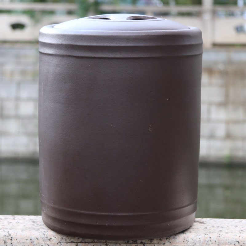 14饼手工竹节光板高度35宽度26口径20cm储茶罐陶瓷茶叶罐