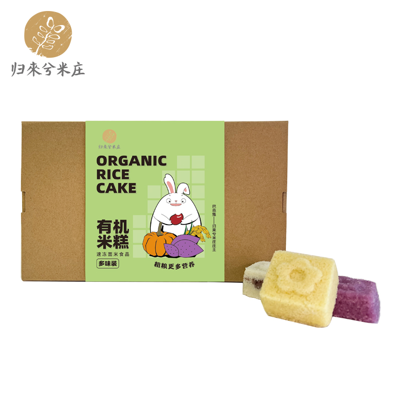 归来兮米庄有机米糕多味装 24只/盒,蜜豆、南瓜、紫薯三种口味 软糯