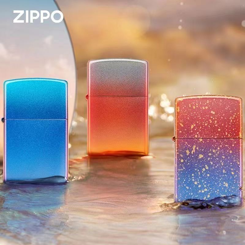 打火机Zippo之宝官方正品时光漫步防风煤油蔚蓝套装送男友礼物