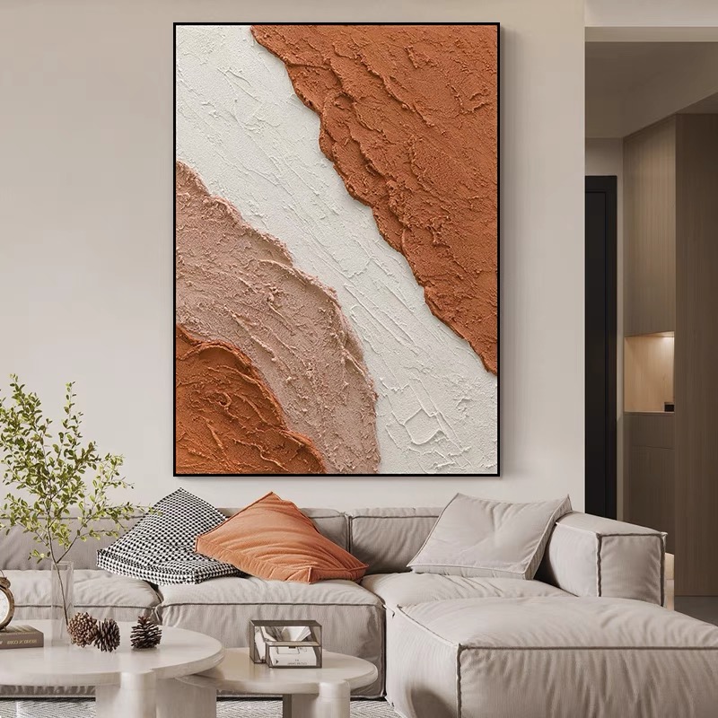 砂岩肌理画如梦客厅装饰画玄关餐厅抽象画背景墙简约现代装饰画