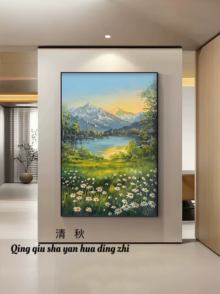 清秋日照金山砂岩肌理画轻奢挂画客厅玄关大气自然风景装饰画