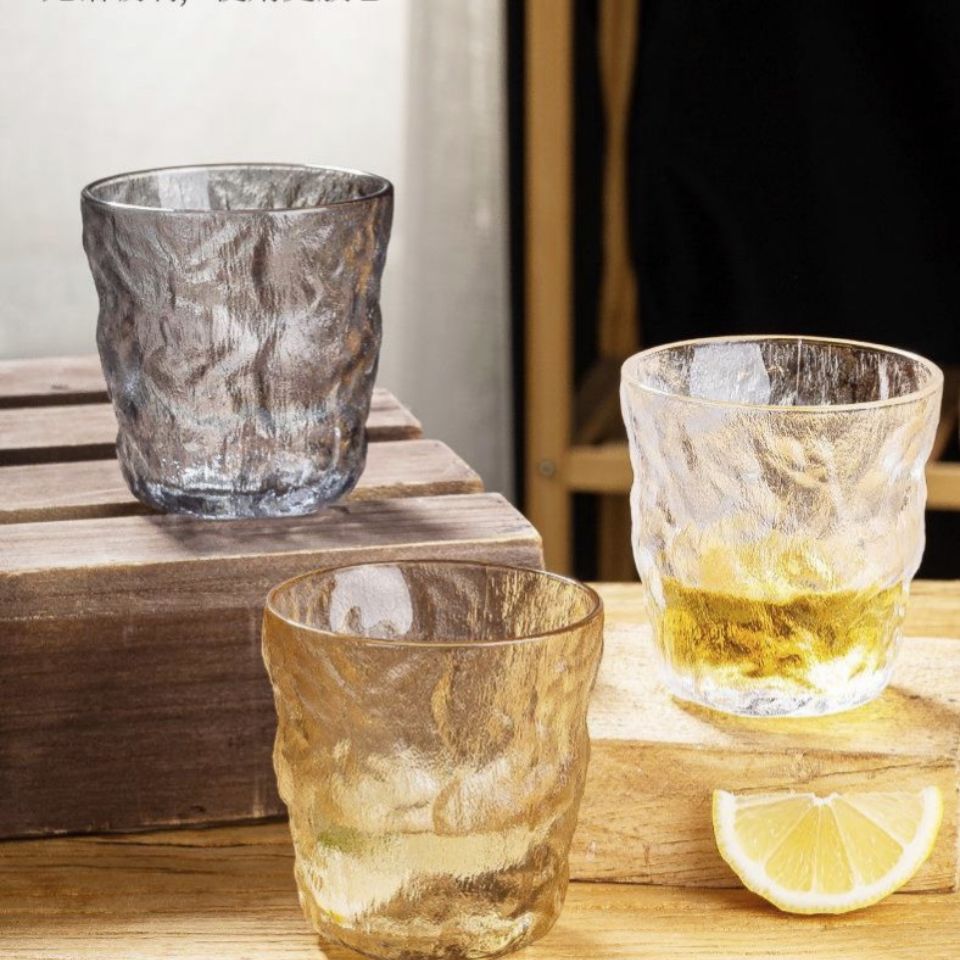 玻璃杯冰川纹简约网红水杯高颜值加厚茶杯果汁啤酒杯咖啡杯树纹