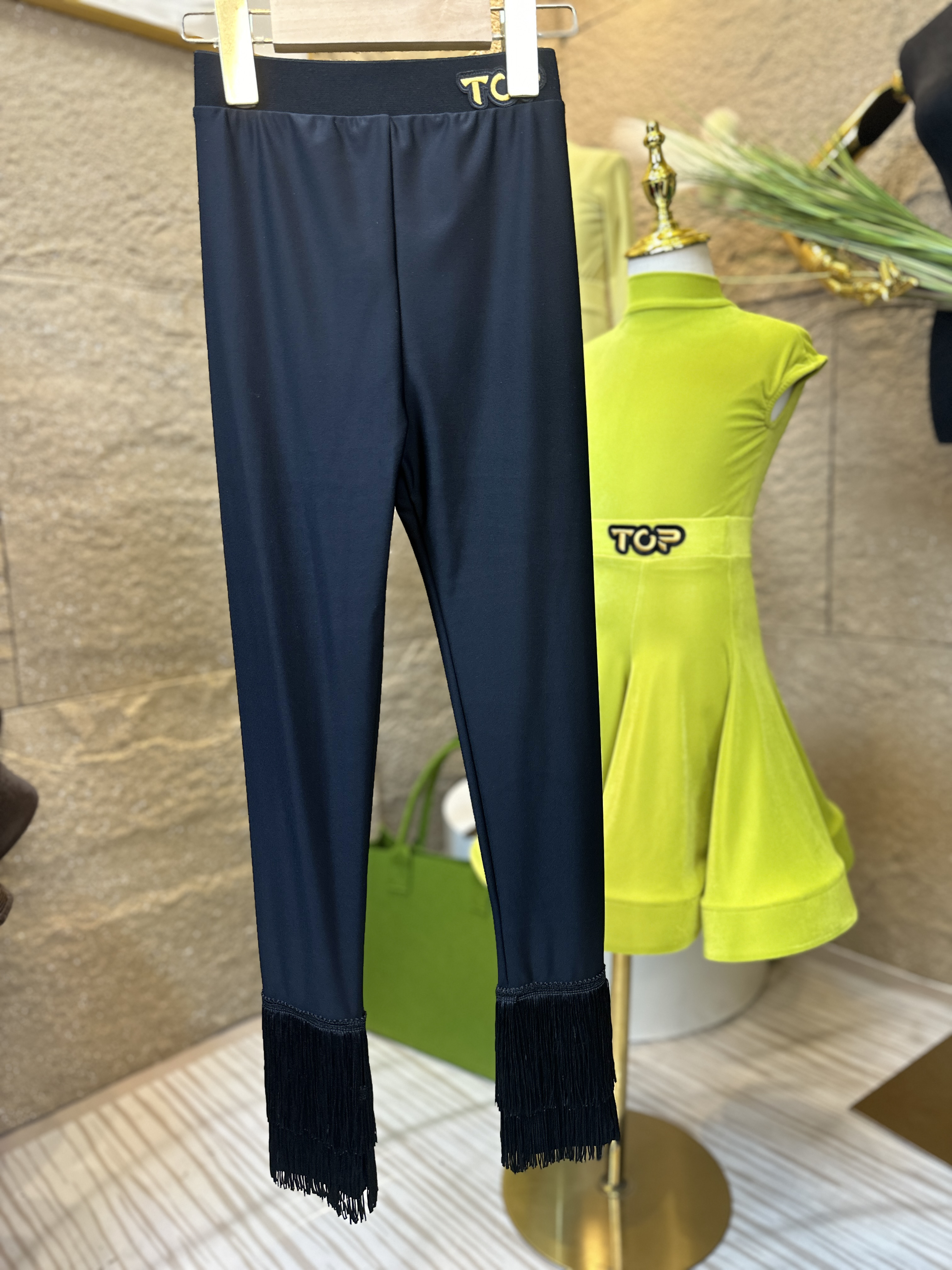 打底儿童拉丁黑色流苏练功长裤舒适透气高弹百搭锦纶裤子弹力高腰