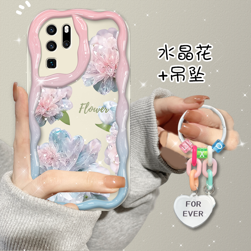 适用于华为p30pro手机壳保护套水晶花硅胶防摔软壳新款镜头全包硅
