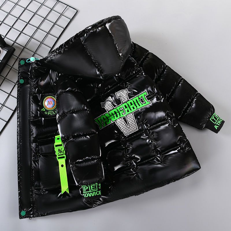 品巴拉巴拉免洗男童棉服2023新款亮面男孩加绒棉袄中长款加厚儿童