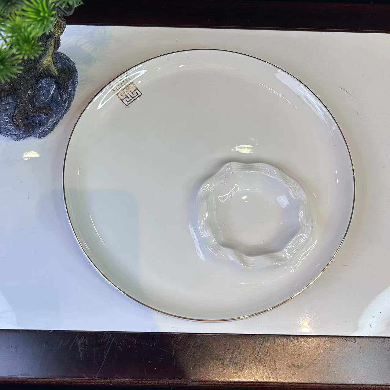 金线耐磨金单元圆盘酒店商用家用手工精美描金金边创意陶瓷盘子