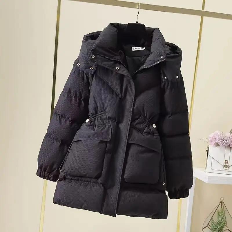 2023新款中长款羽绒服女韩版宽松羽绒羽绒服冬季加厚保暖时