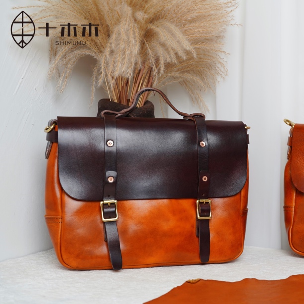 【十木木】美式复古机车包大容量休闲时尚真皮新款单肩包