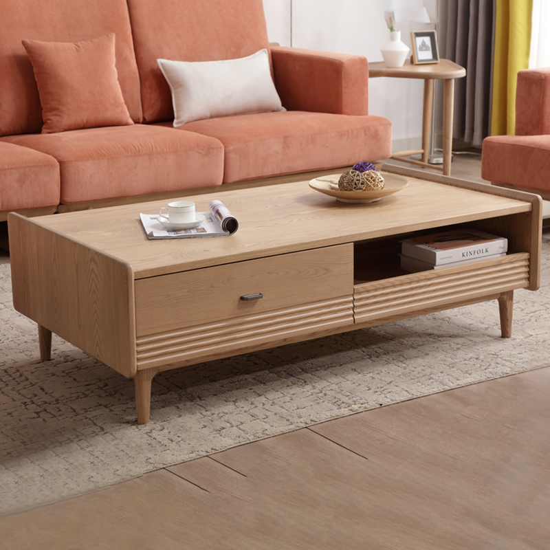 北美进口白蜡木茶几简约客厅纯实木茶几高端轻奢沙发原木风茶几