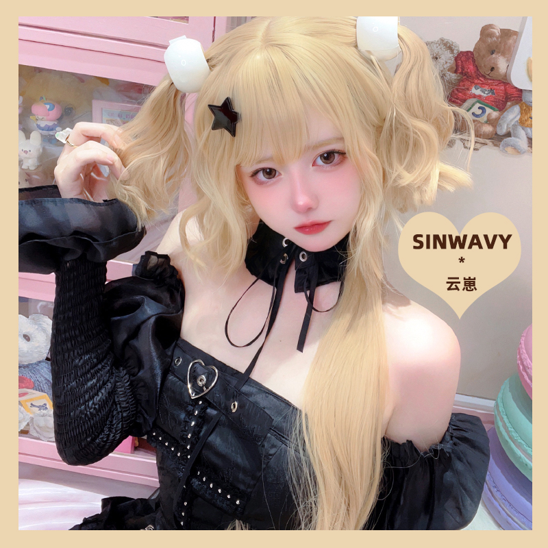 斯万家-可拆卸羊毛卷水母头Lolita可爱金棕色短卷发假发-|云崽|