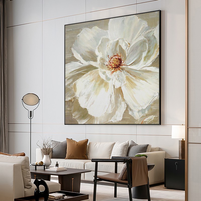 FLD.手绘油画《晴栀》印象花卉装饰画现代简约客厅挂画玄关过道画