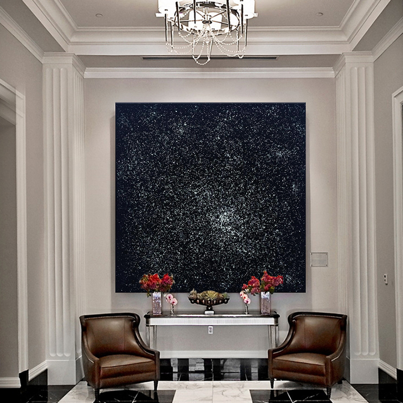 FLD.手绘油画《满天星》现代玄关装饰画客厅背景墙抽象画星空油画