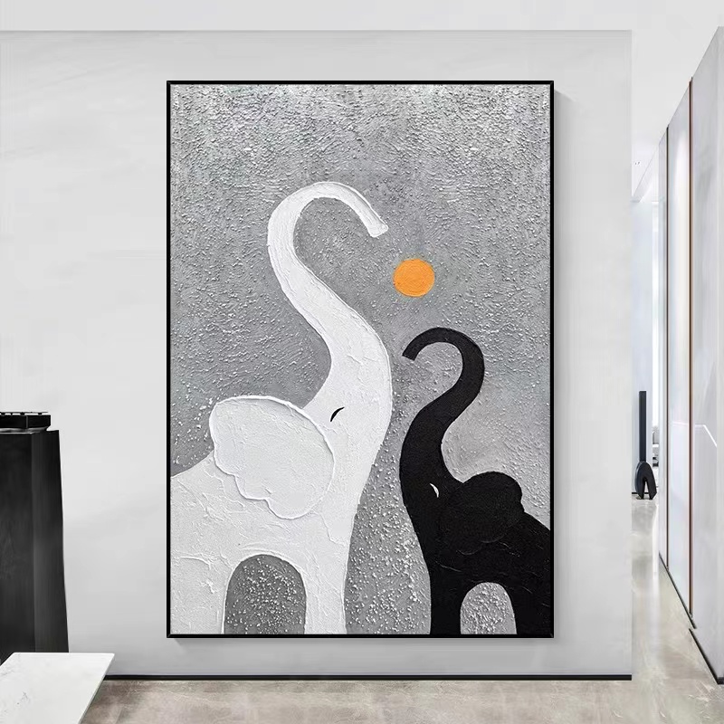 FLD.手绘油画《象谣》现代肌理客厅装饰画简约抽象玄关过道挂画