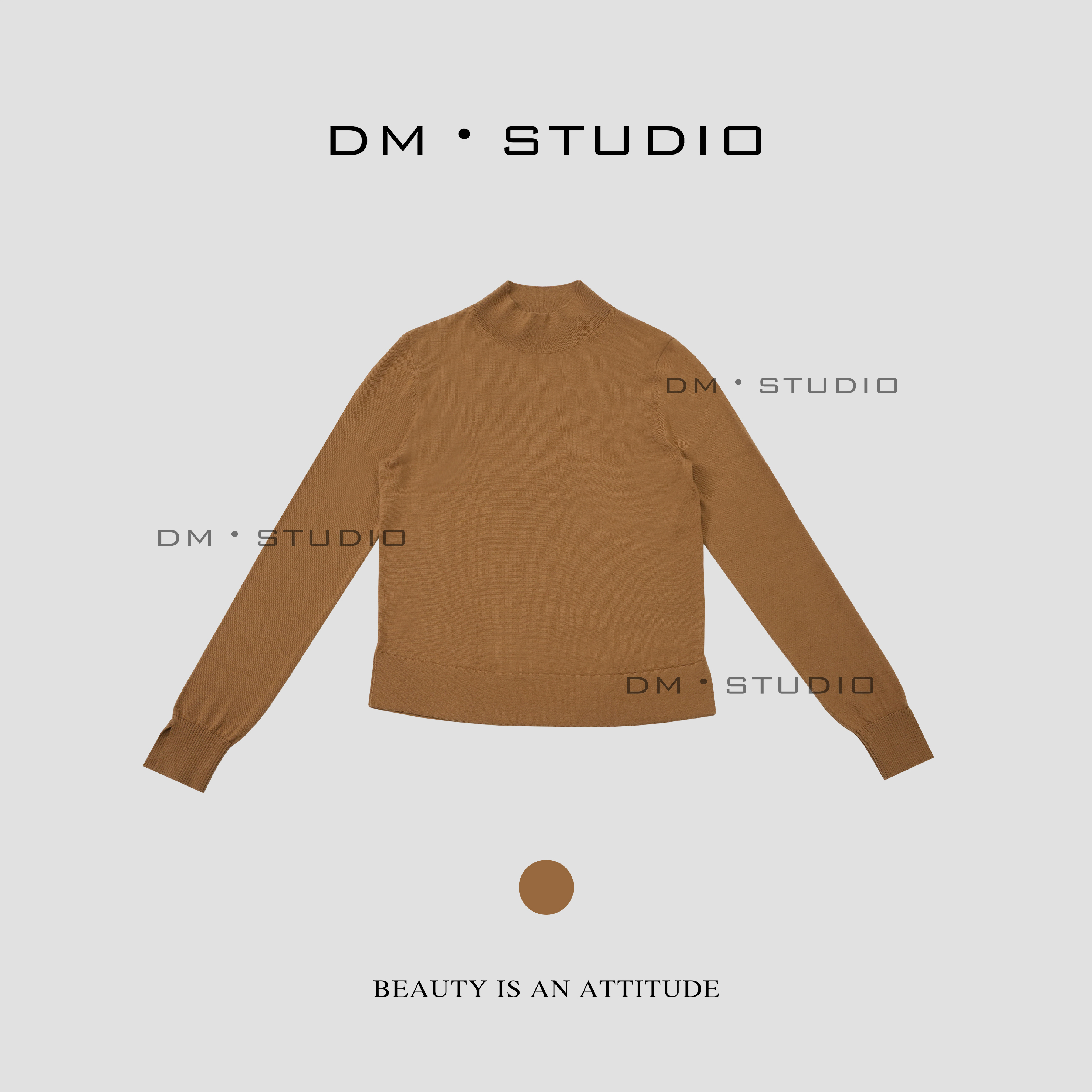 DM•STUDIO/显瘦纯色百搭60支100%新澳绵羊毛半高领针织上衣（2592）