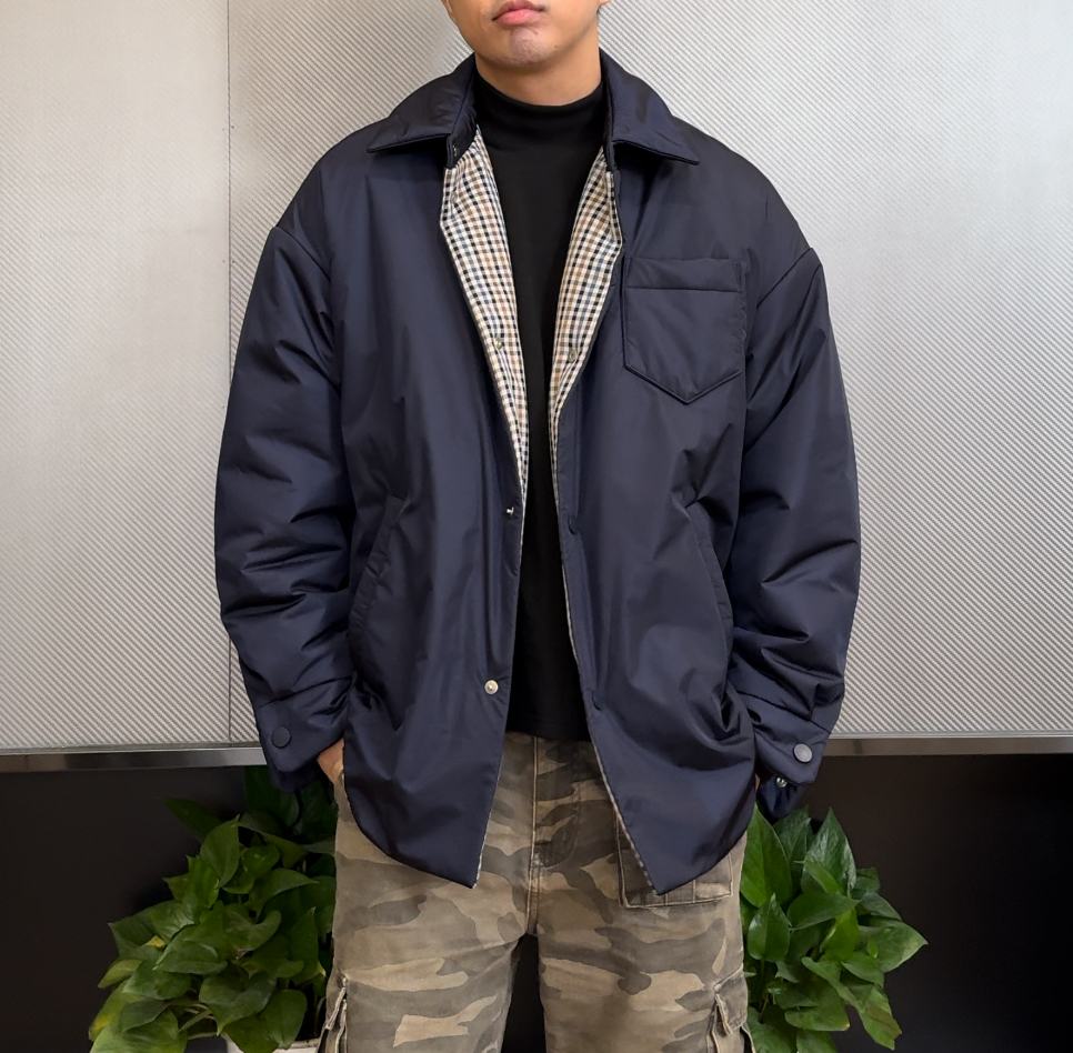 MM-2871 纯色内格纹设计感重磅棉服外套