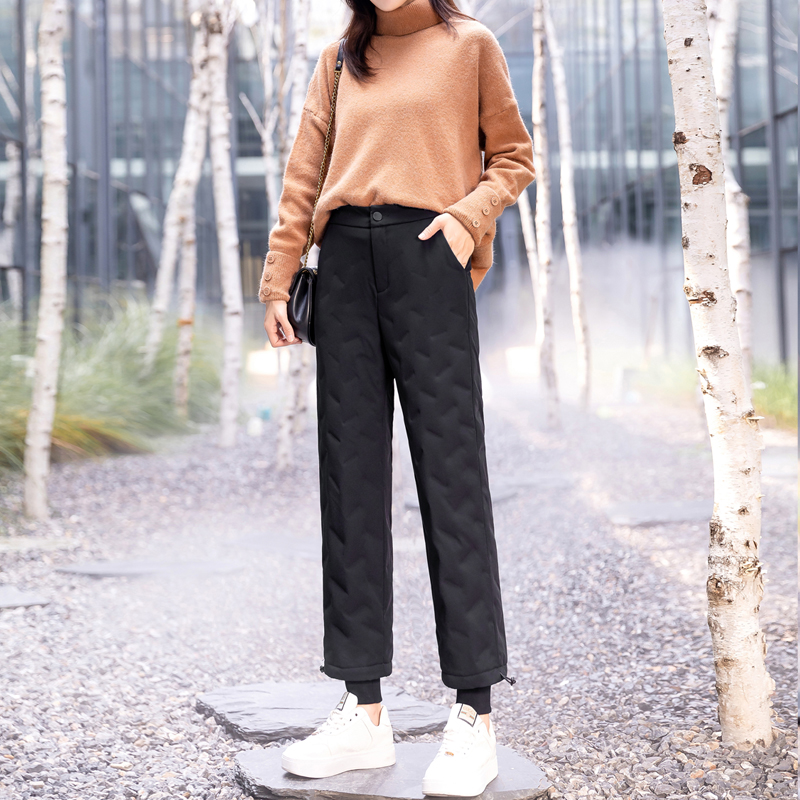 90白鸭绒|直筒羽绒裤女外穿高腰长裤束脚哈伦裤显瘦百搭保暖时尚