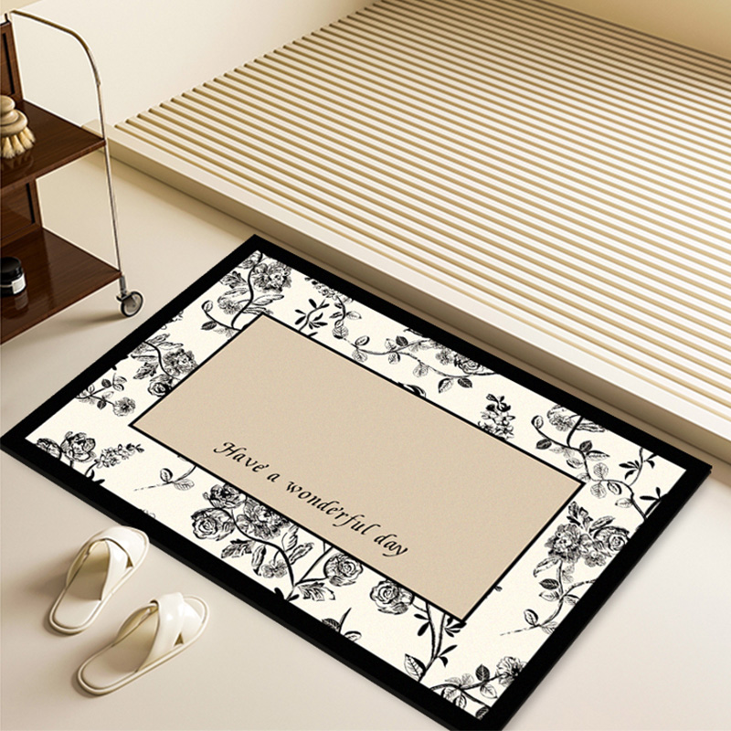 奶油风硅藻泥软地垫浴室卫生间门口吸水防滑厕所脚垫子家用防水