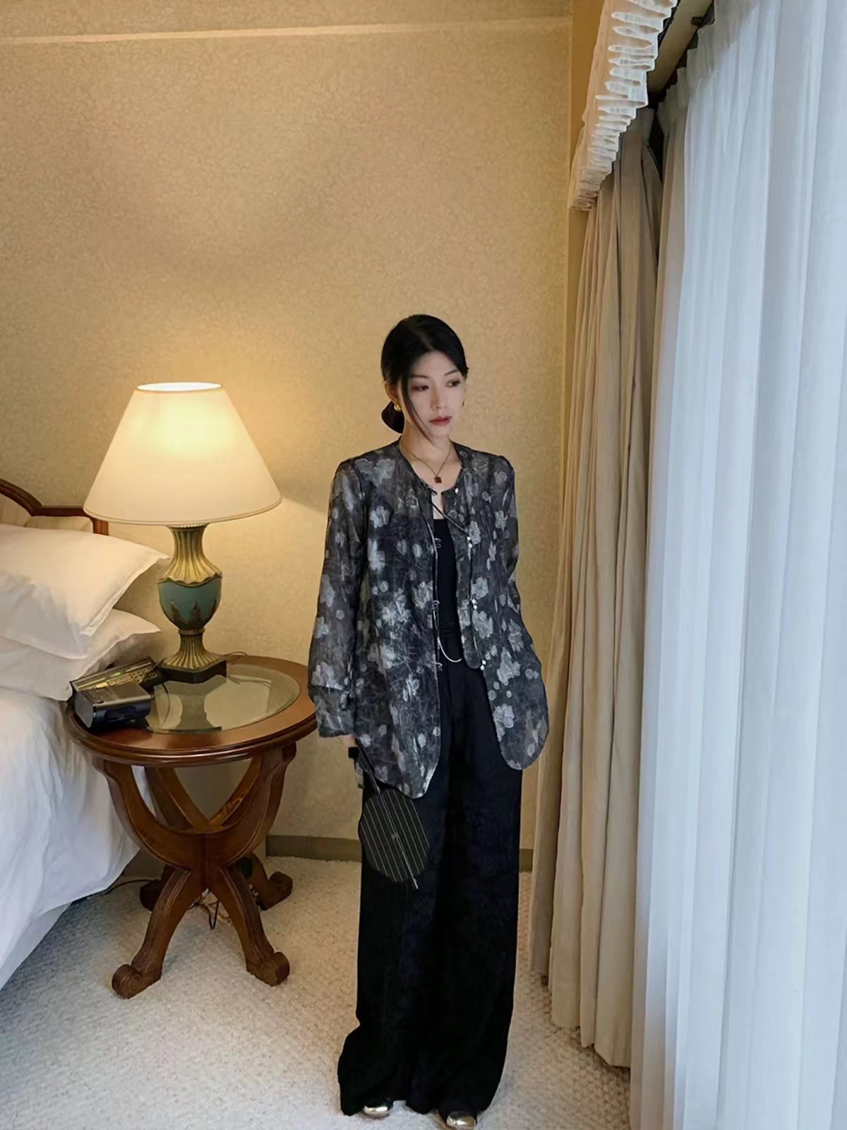 九月   6029新中式提花直筒裤