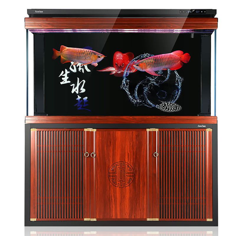 森森大型龙鱼缸超白水族箱免换水客厅落地家用玄关隔断鱼缸