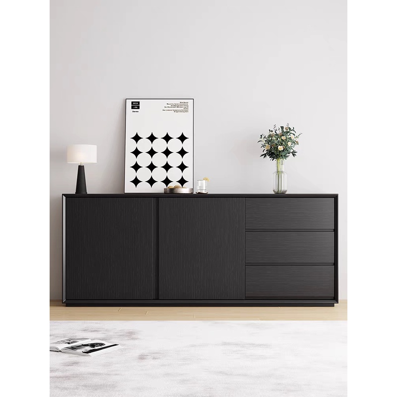 实木餐边柜茶水柜靠墙储物柜客厅边柜收纳碗柜现代简约轻奢极简风