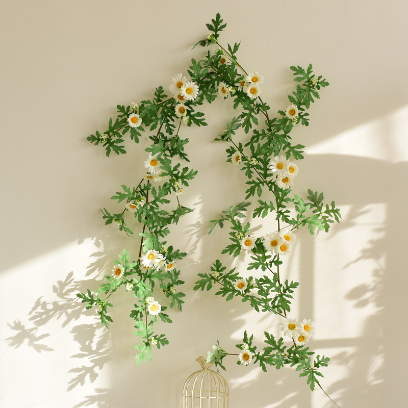 仿真雏菊绿色花藤假花空调暖气管道藤蔓缠绕装饰塑料挂壁植物遮挡